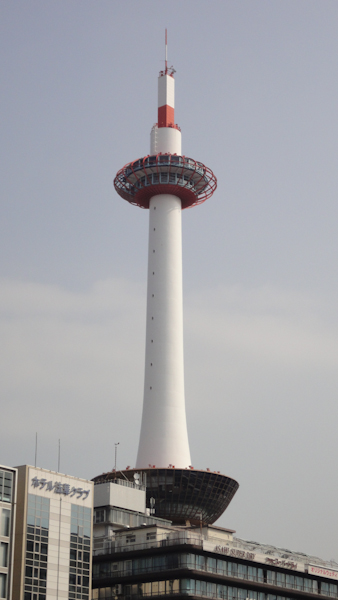 kyoto tower with some buildings in front